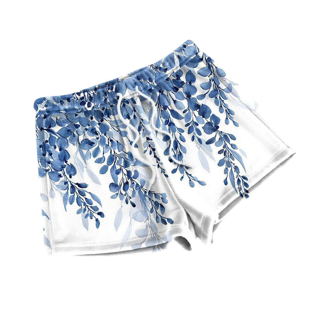 Women's Fashionable Loose-Fit Pajama Shorts With Floral Print Casual Pants