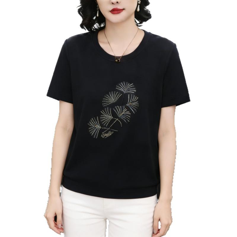 Pure Cotton Short-sleeved Summer New Style Loose Casual Tops for Middle-aged and Elderly People Large Version