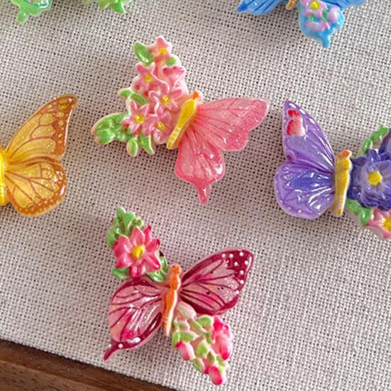 6Pcs Resin Butterfly Refrigerator Magnet 3D Flower Butterfly Fridge Magnet Home Kitchen Office Whiteboard Locker Magnetic
