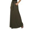 Women Maxi Skirt Adjustable Drawstring High-Waisted Solid Color Long Skirt with Pockets Casual Work Skirt