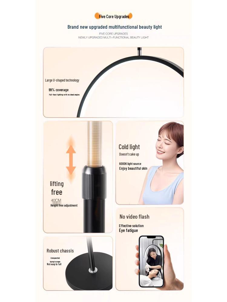 2025 Salon Lighting Lamp for Eyelash Extensions, Microblading, Nail Art & Acne; Eye-Protective Cold Light with Magnifier.