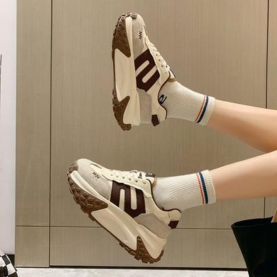 Thick-soled Fried Street Dad Shoes Women's Velvet Muffin Inner Height Increase Forrest Gump Shoes 2025 Autumn and Winter New Casual Sports Shoes