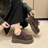 Muffin thick-soled lace-up women's spring new retro versatile small height-increasing single shoes