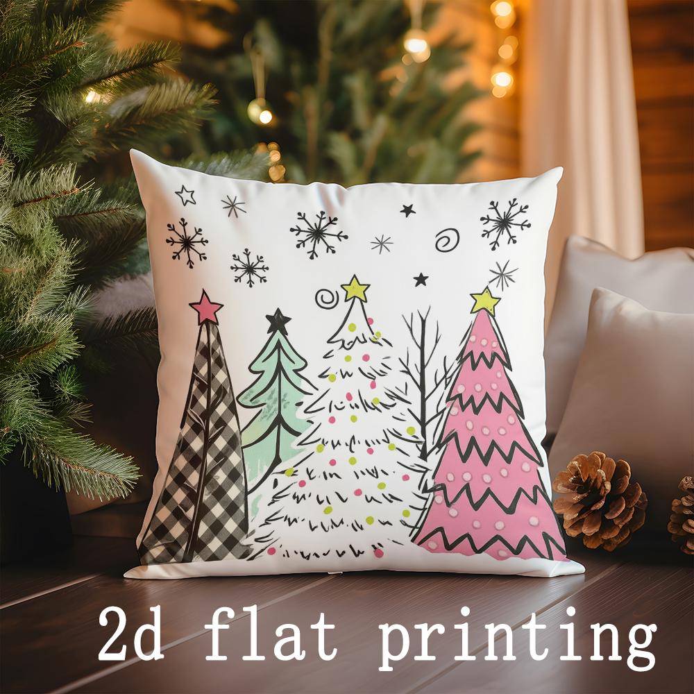 Home Decor Christmas & Eid Festive Patterned Pillow Covers Pattern Cushion Cover Suitable for Sofa Bedroom Car Pillow Cover
