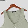 INCERUN Summer Men V Neck Sleeveless Ribbed Casual Loose Tank Tops