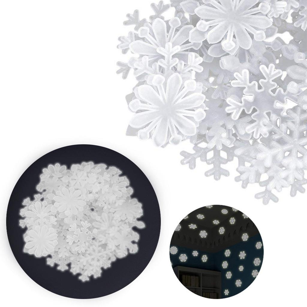 Christmas Snowflake Stickers - 50 Pcs Christmas Glow In The Dark Snowflake Wall Stickers Christmas Snowflake Stickers