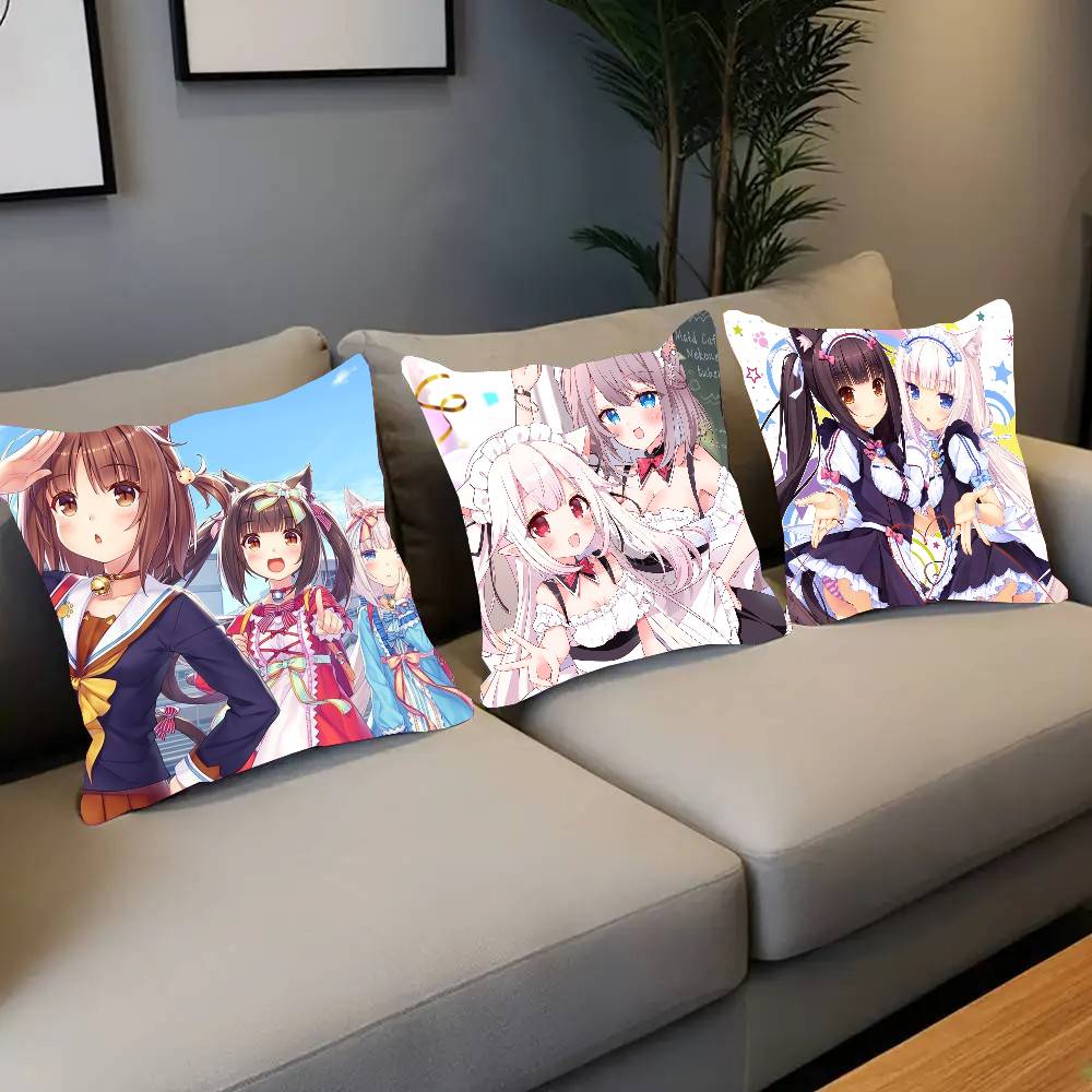 Nekopara GalGame Anime Pillow Case Fashion Square Pillowcase Bedroom Sofa Room Ins Decoration Leisure