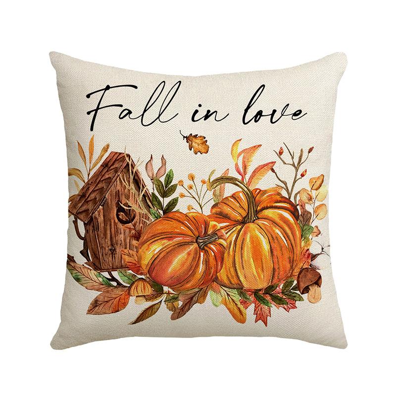 Autumn New Pumpkin Maple Leaf Pillow Cover Letter Print Sofa Home Decoration Cushion Pillow Backrest