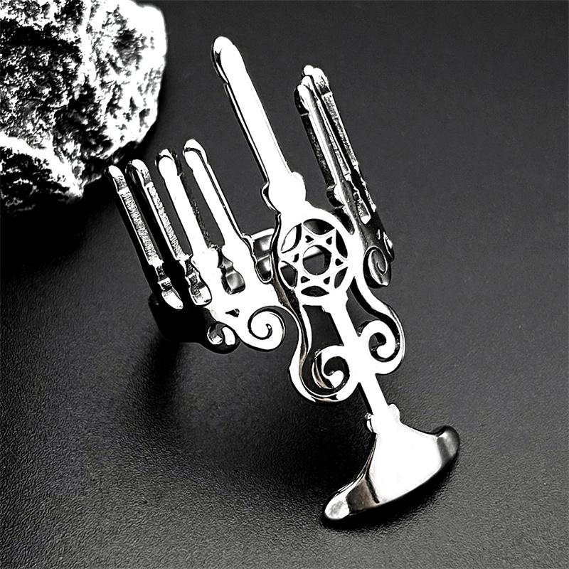 Judaica Israel Lamp Hanukkah Menorah Rings for Women Men Stainless Steel Silver Color Star of David Finger Ring Jewelry Gift