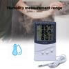 Thermometer Hygrometer Electronic Temperature Humidity Tester Meter Clock Alarm Indoor Outdoor Probe High Accuracy LCD Digital