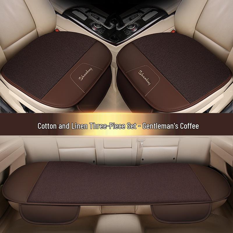 Vier Jahreszeiten Universal Auto- & Bürostuhl Sitzkissen Set – Bequeme Baumwolle & Leinen Dual-Use, Ohne Rückenlehne, 3-teilig