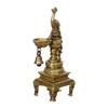 Antique Finish Decorative Handcrafted Brass Peacock Showpiece Diya With Bell And Stand, 13 Cm, 26 Cm, 9 Cm