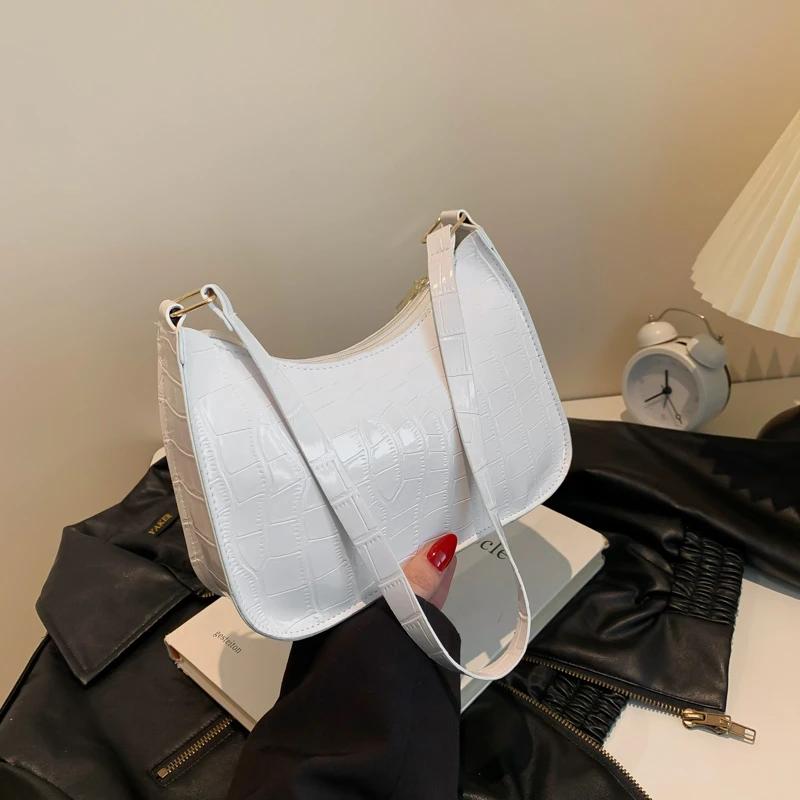 Solid Casual Shoulder Bag for Women Interior Compartment PU Sewing Bags Large Capacity