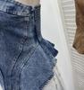 Women's Denim Bandeau: 2026 A-Line Short Sleeveless Top with Divided Stitching and Cinched Waist.