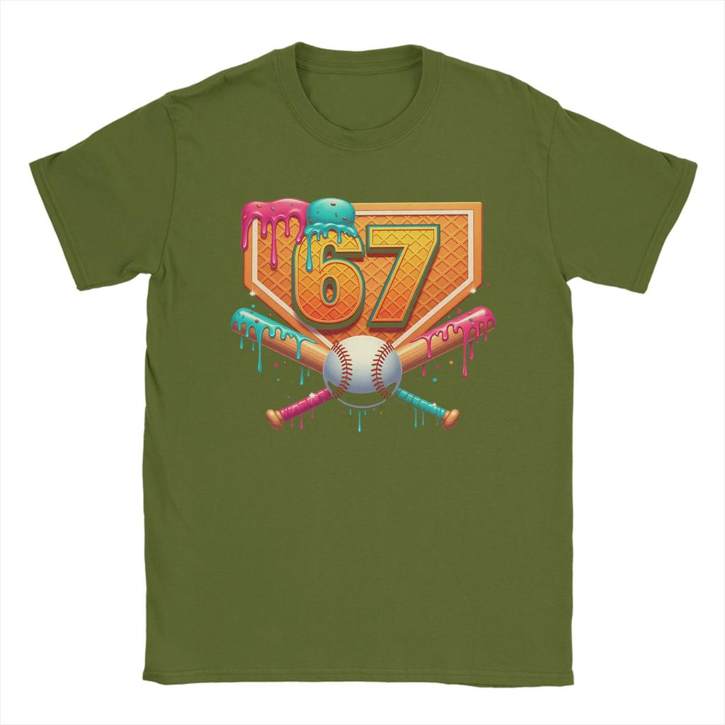 Baseball Drip Number 67 Player Or 67th Birthday Men's T Shirt  Casual Tee Shirt Short Sleeve T-Shirts  Cotton Gift Idea Clothing