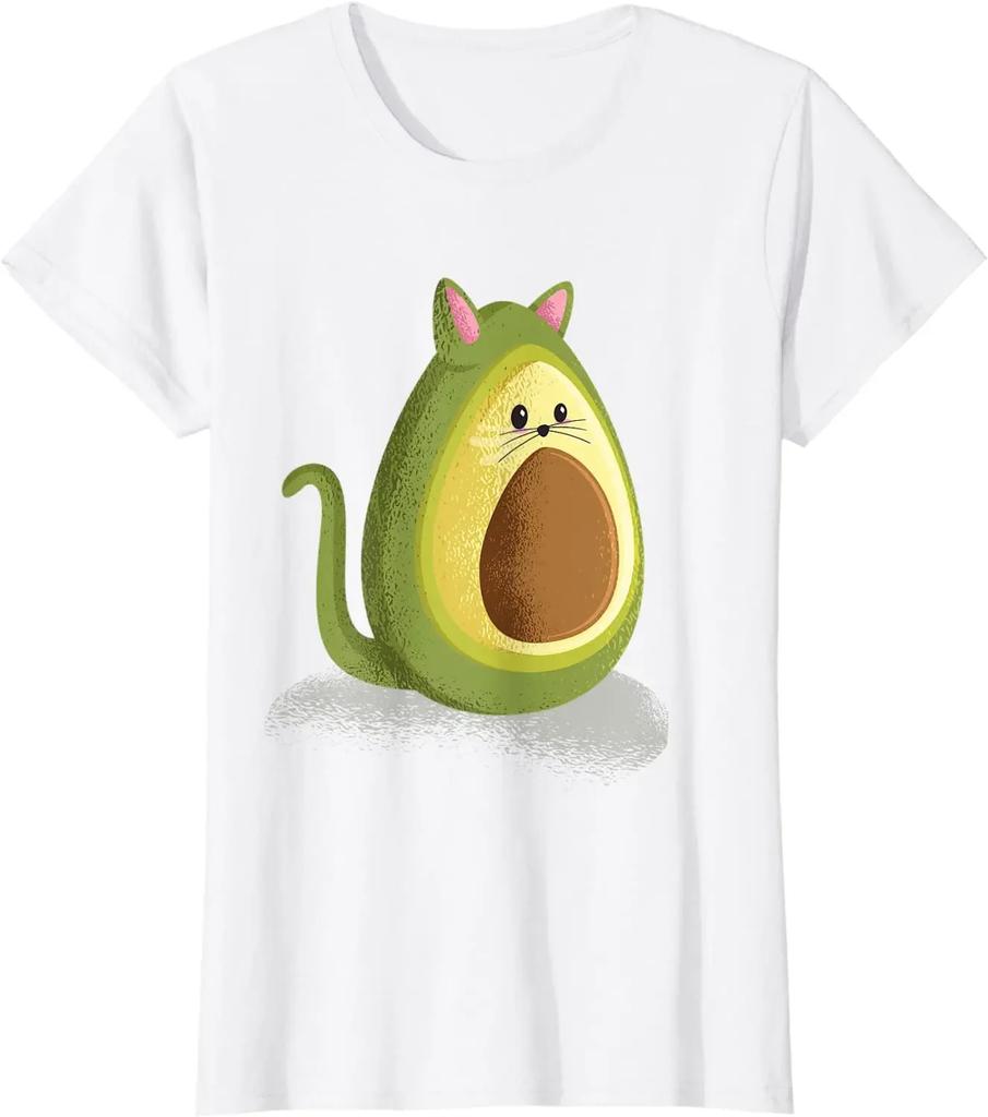 Avocado Cat Lover Kitten T-Shirt Men Clothing Oversized T Shirt Casual Cotton Daily Four Seasons Tees Mens T Shirts