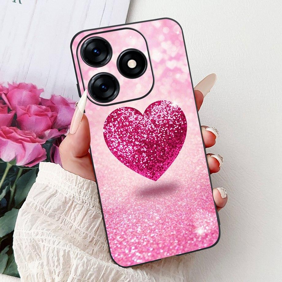 Luxury Matte Silicone Soft Case For Tecno Spark 10c 10 Pro Spark10 4G 5G KI5k KI5q KI7 KI8 Capa Flower Loving Heart Bowknot Etui