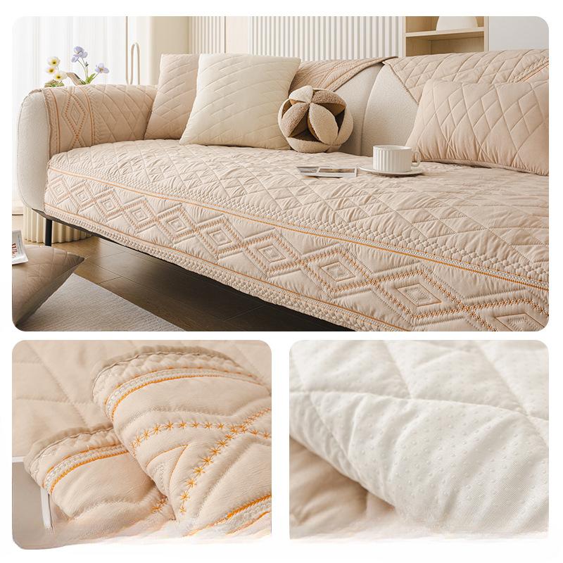

Доступный роскошный стиль, хлопковая подушка для дивана, кремовый высококачественный стеганый чехол для дивана, универсальный нескользящий чехол для дивана на четыре сезона, ткань 90*210cm хаки