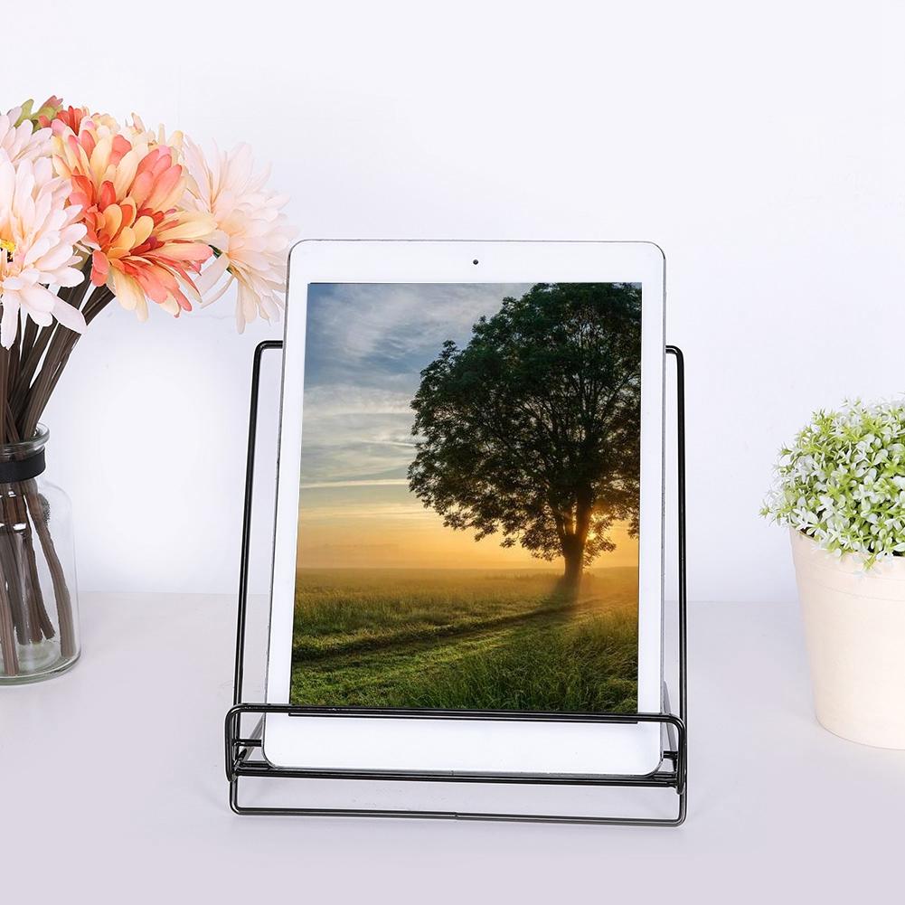 Iron Innovative Tabletop Book Shelf Rack Holder Tablet Computer Stand Home Decoration (Black)