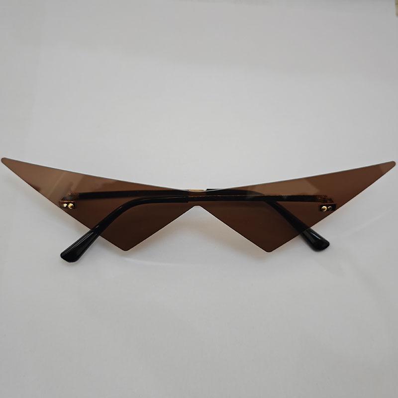 Cat Eye Rimless Sunglasses Women Fashion One Piece Lens Sun Glasses Female Trend Triangle Eyewear Men UV400
