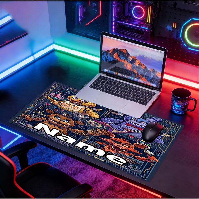 Personalizovaná podložka pod myš s motivem Five Nights at Freddy's a vlastním jménem, Podložka na stůl pro notebook PC, Dekorativní podložka na stůl pro domácnost, Podložka pod klávesnici, Dárek