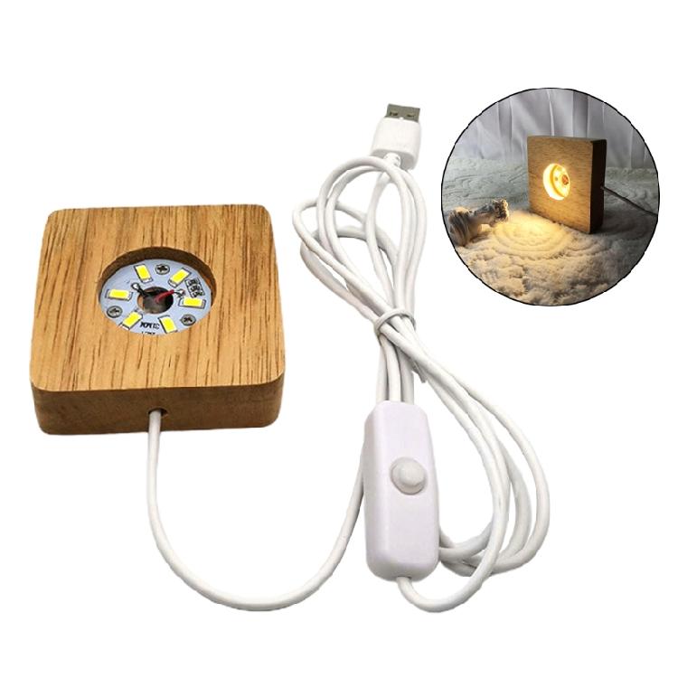 Resin Art Ornament Display Stand Wooden Light Base Stand LED Lights Display Base 100mm