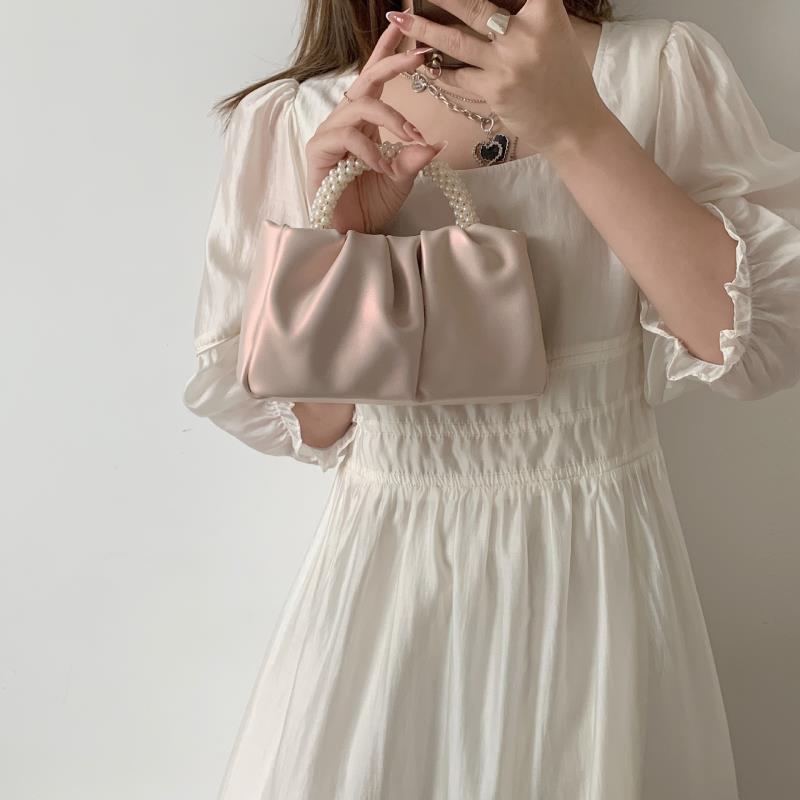 Women's Trendy 2025 Pearl Round Handbag - Pleated Cloud Shoulder Crossbody Bag