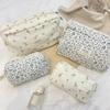 Large Capacity Blue Begonia Cosmetic Bag Travel Toiletry Organizer Makeup Pouch for Women Travel Essentials Storage Bags