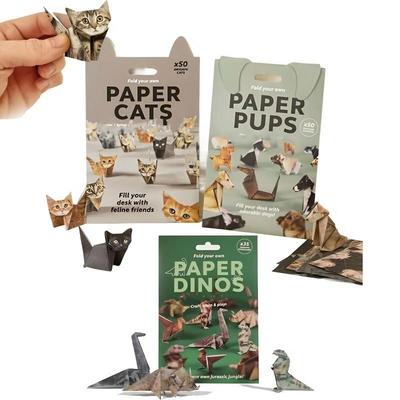 Kézzel készített DIY Papír Kreatív DIY Papír Macska Kutya Dinoszaurusz Hajtogatás Állat Hajtogatás Kézműves Papír Készlet Otthoni Dekoráció Ajándékok