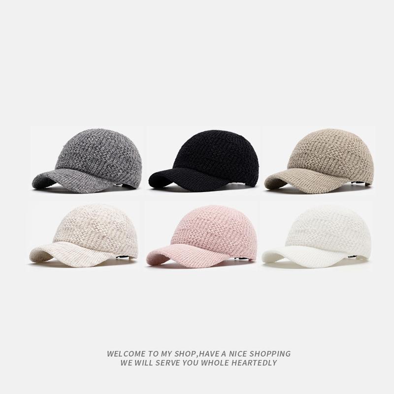 Women's Autumn Winter Warm Wool Baseball Cap Knitted Coldproof Cap