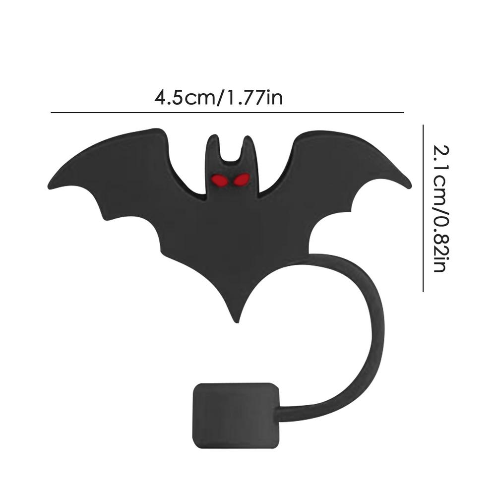 Bat Silicone Straw Cover Silicone Halloween Straw Lid Toppers Halloween Silicone Drinking Straw Tips Cute Reusable Straw