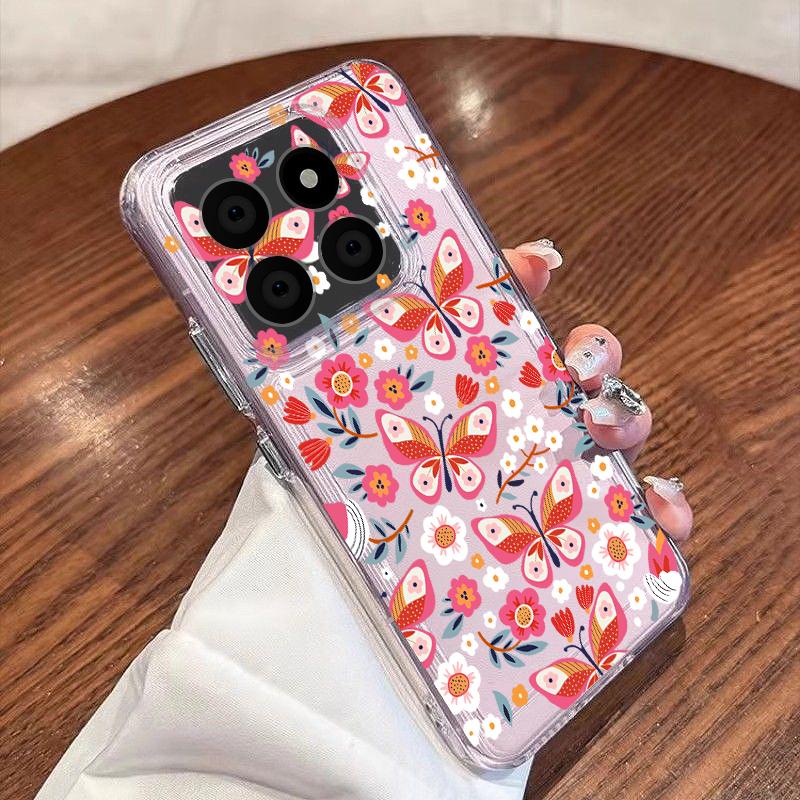 Creative Butterfly Flowers Pattern Case For Xiaomi Redmi Note 15 Pro 4G Funda Redmi Note 14 13 Pro 5G Clear Silicone Soft Cover
