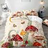 Trippy Mushroom Duvet Cover Set,Hippie Skull Bedding Set,Butterfly Moth Moon Phase Constellation Astrology Botanical Boho Theme