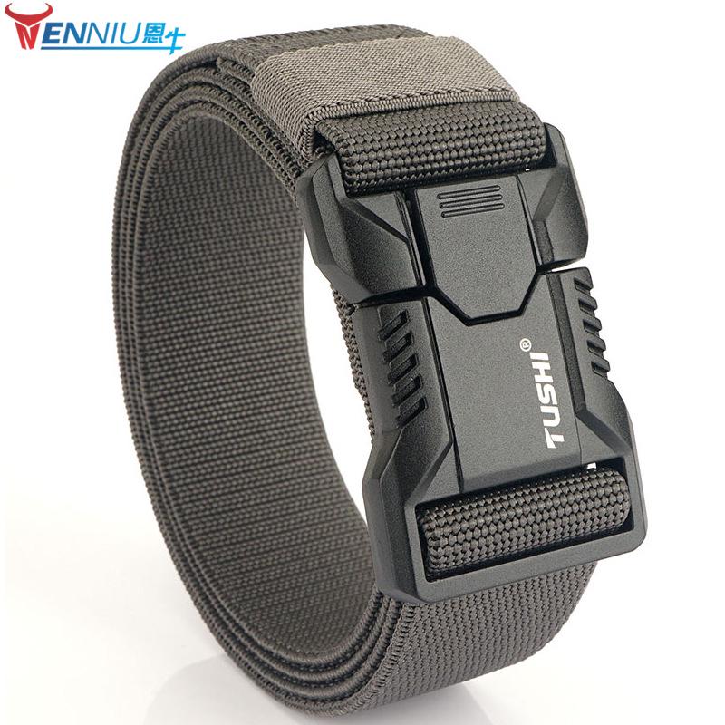Men's Tactical Quick Release Stretch Belt with Aluminum Buckle for Outdoor and Casual Wear