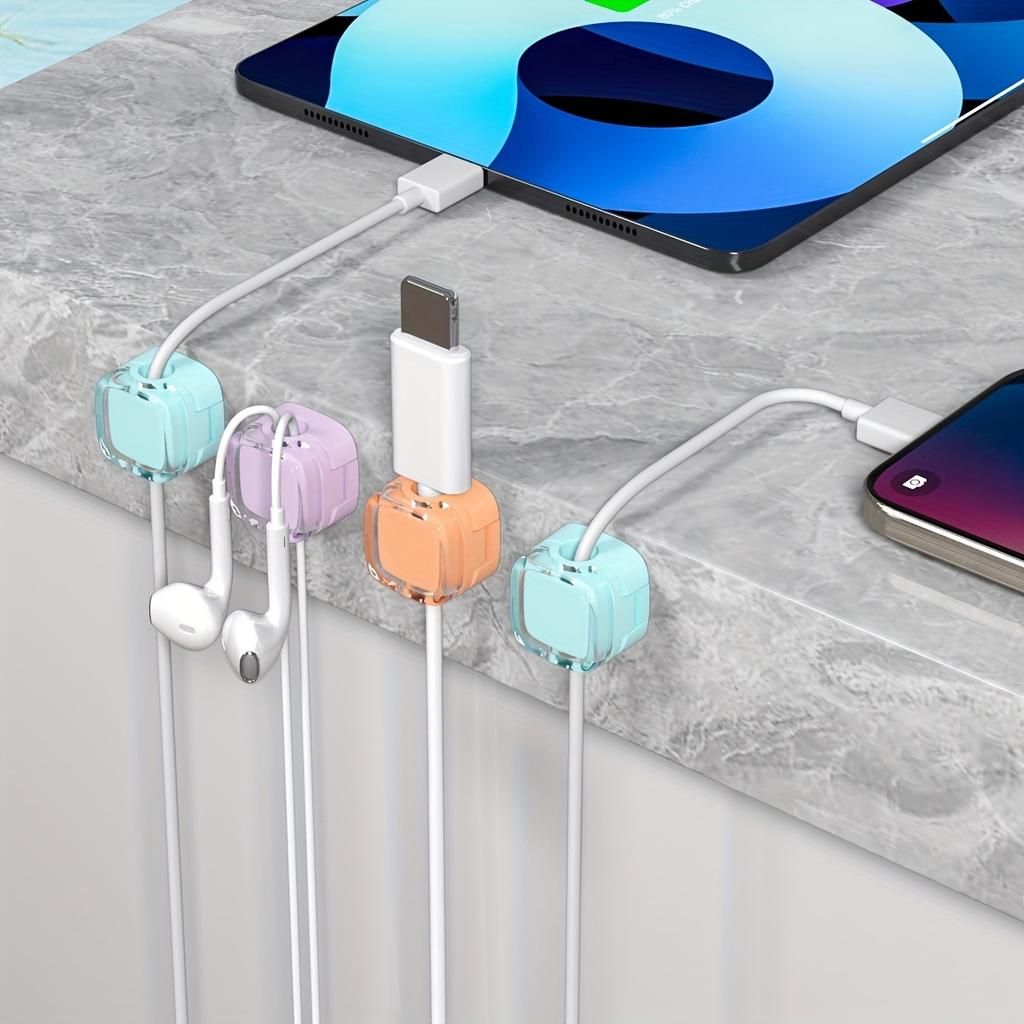 6-Pack Magnetic Cable Clips with Adjustable Adhesive Cord Holders - Strong Magnetic & Adhesive Base,Organize Chargers, Cables, Earphones, Cord Clips