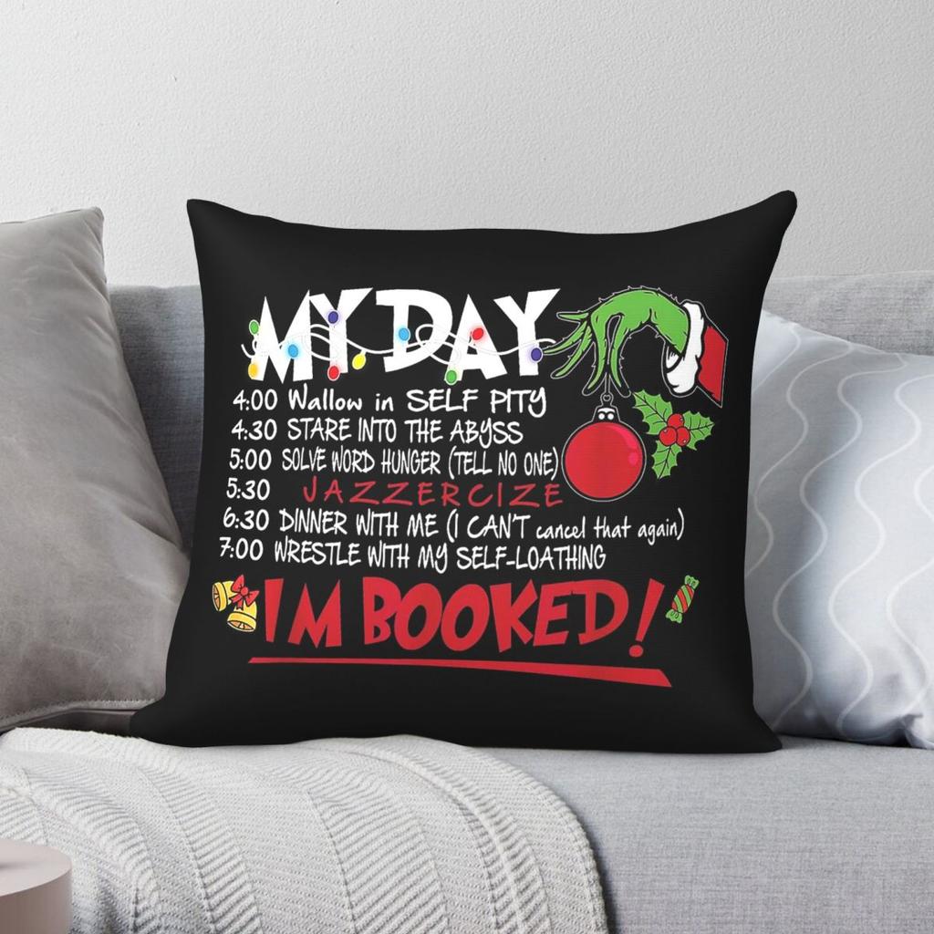Day Schedule Booked Christmas Square Pillowcase Polyester Linen Velvet Creative Zip Decorative Home Cushion Cover