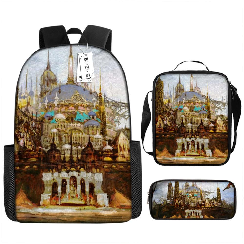 Ffxiv Backpack Cross-border Tide Backpack European and American Retro Schoolbag Fourth Grade Backpack Student Backpack