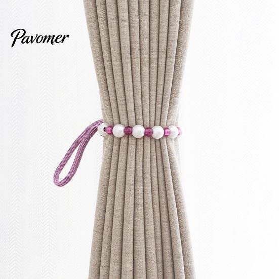 Non-damaging Curtain Holders 2Pcs Tiebacks with Pearls, Handmade Decorative Holdbacks Rope, Outdoor Farmhouse Elegant Tie Backs for Curtains,