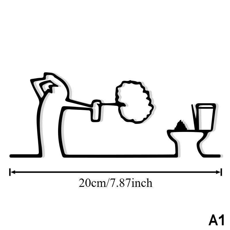 Minimalistický kovový koupelnový znak Ornament Symbol toalety Sprchová figurka Dveřní umělecký znak Domácí nástěnná umělecká dekorace Humorný design