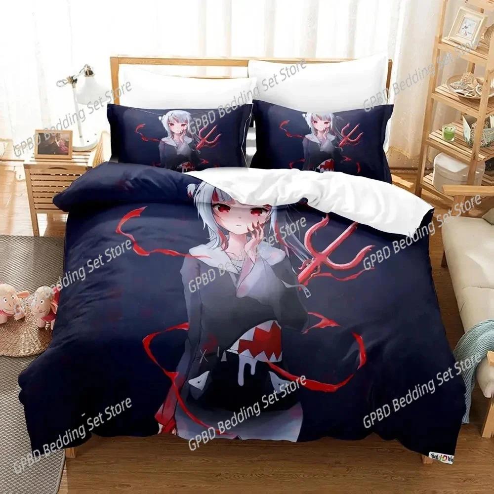 

Gawr Gura Reflect Fanart holoMyth Beding Set 3D Printed Suitable for Bedrom Soft Duvet Cover Set With Pilowcases Children Kids Home Textile 100*200cm Single
