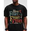 European Sizes [Casual Four Seasons Running Tee] HERE FISHY FISHY Fishy, Cotton T Shirts For Men Graphic Tee Black Crew Neck Casual Soft