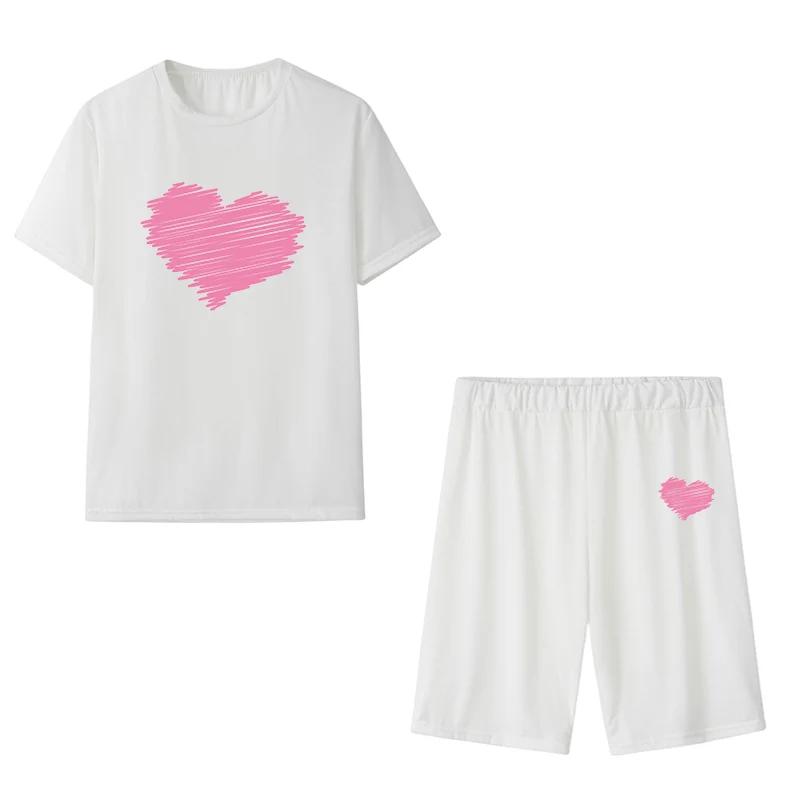 2026 Womens Outfits Fashion Casual Printing Short Sleeve+Shorts Suit Daily T-shirt Tracksuits Summer Daily Short Sets