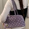 Korean Style Polka Dot Handbag Retro Bowling Bag Large Capacity Shoulder Bag Casual And Simple Underarm Bag With Star Charm