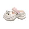 Thick-soled hole shoes women's outer wear 2025 new non-slip rhinestone pearl beach shoes heightening sandals women's summer