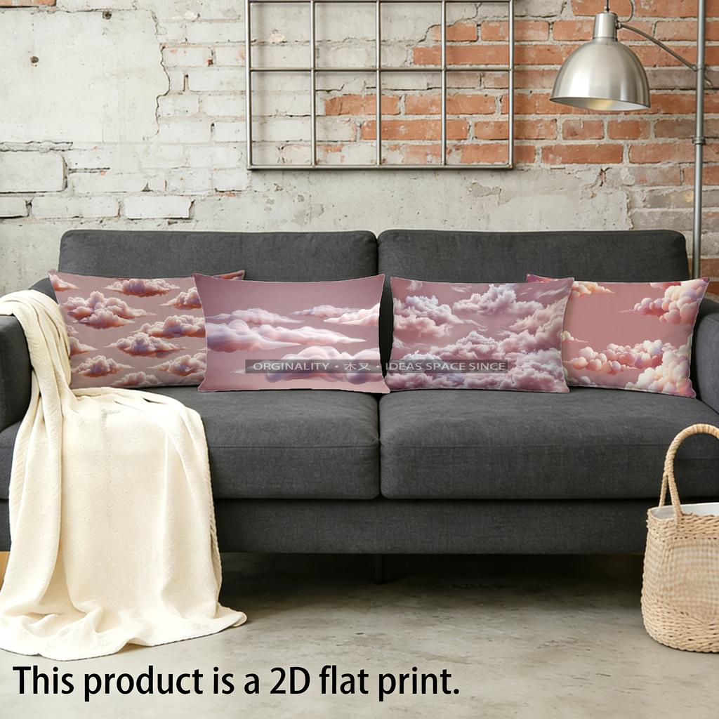 Pink Clouds Pillowcase For Sofa Suitable For Sofa Bedroom Car Pillow Cover Cushion Rectangular Back Cushion