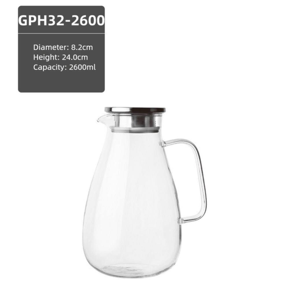 

High Borosilicate Glass Cold Water Kettle Heat Resisttant Iced Tea Juice Jug Glass Water Pitcher 2600ml