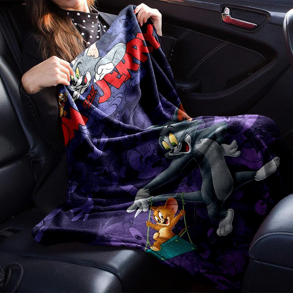 1pc Tom and Jerry Flannel Blanket Soft Warm Throw for Home, Office, Travel, All-Season Cozy Bedding GiftL1132