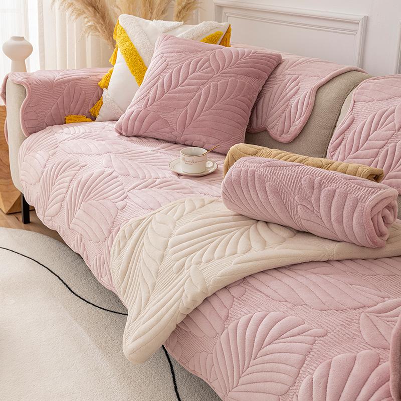 Cream Velvet Retro Living Room Sofa Cushion Plush Sofa Cover Autumn and Winter Four Seasons Sofa Towel Cover Cloth Cushion