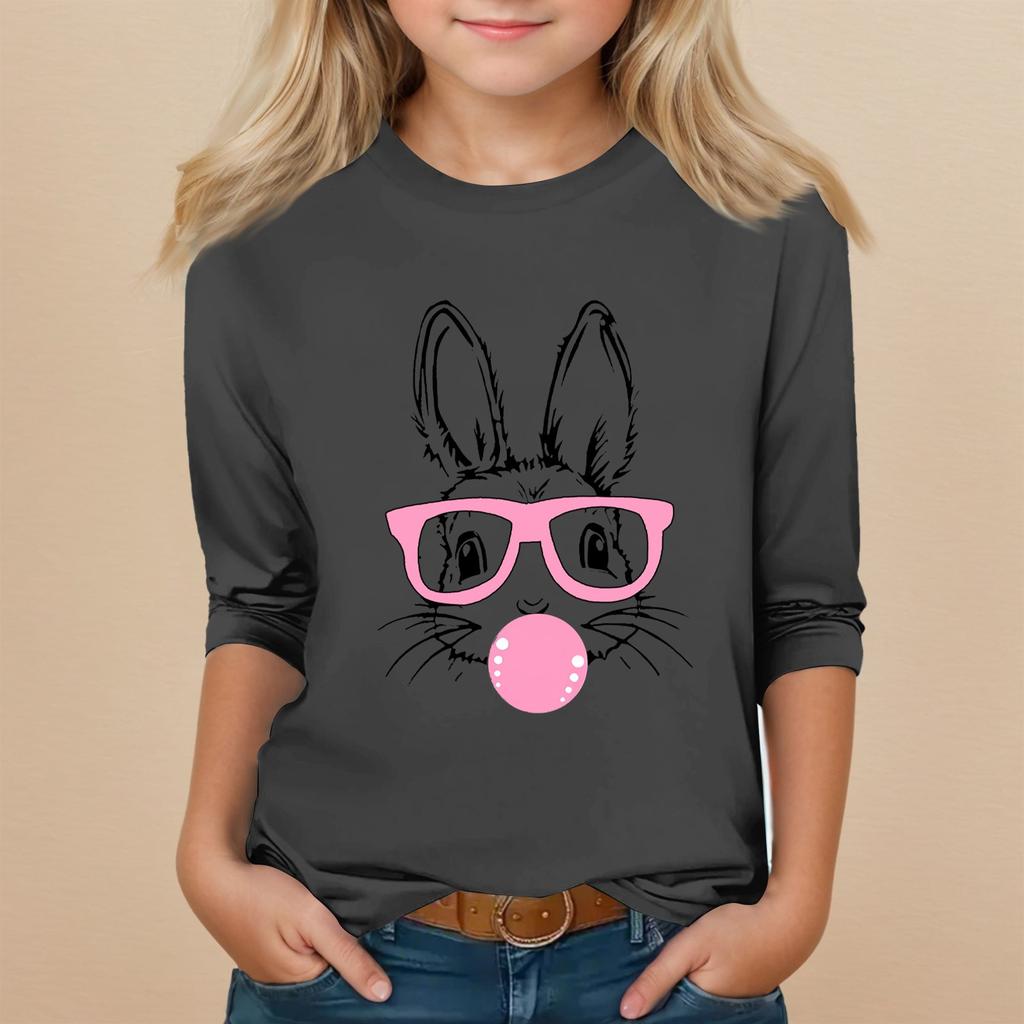 Kids Seven Sleeve Round Neck Top Valentine's Day Printed Everyday Casual Top