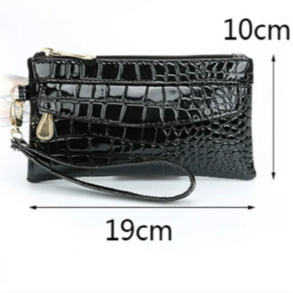 New Leather Women Long Wallets Double Zipper Design Red Purse Bag Ladies Wallet Crocodile Purses Fashion Clutch Bag